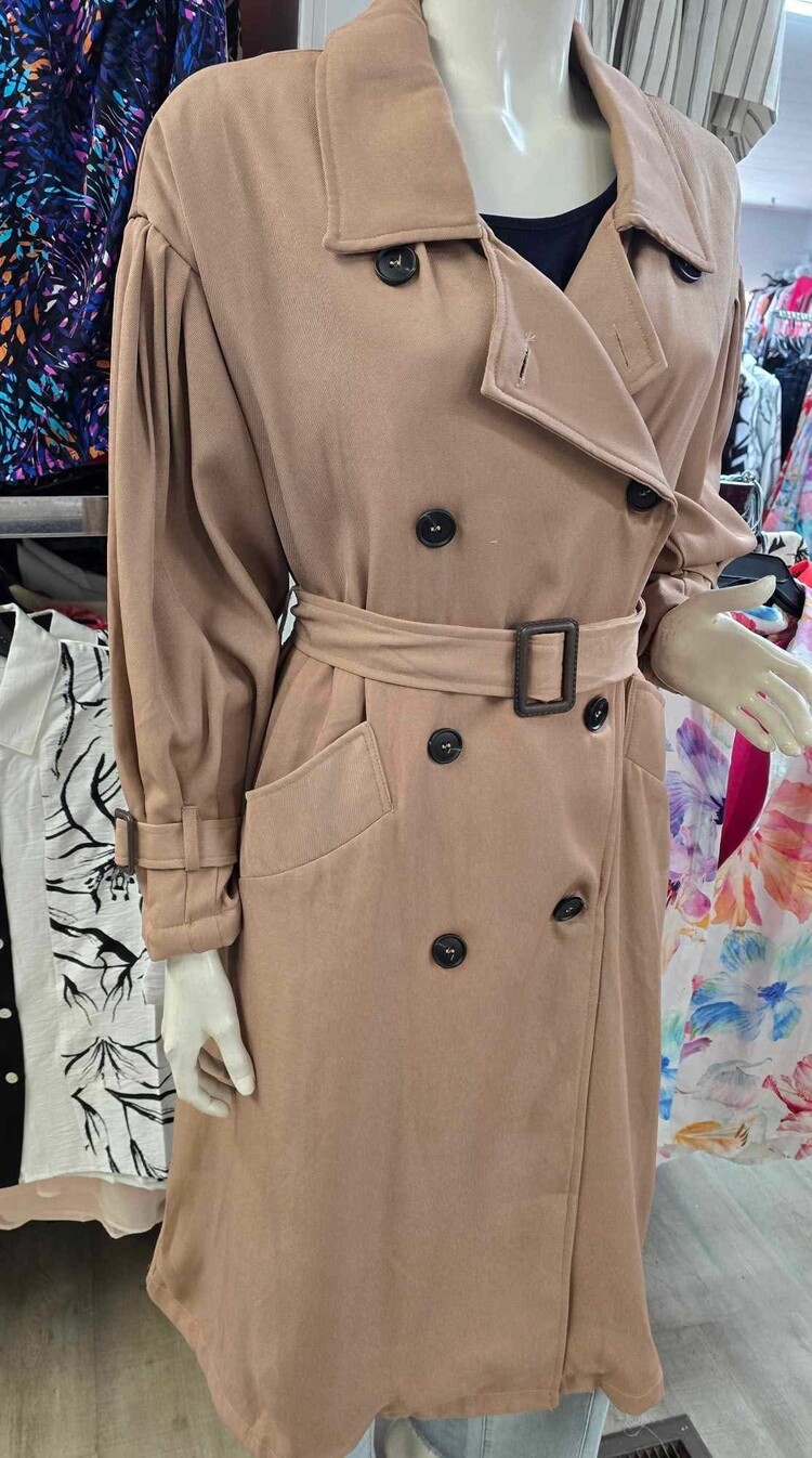 Button Up Trench Coat W/ Waistband HY255
