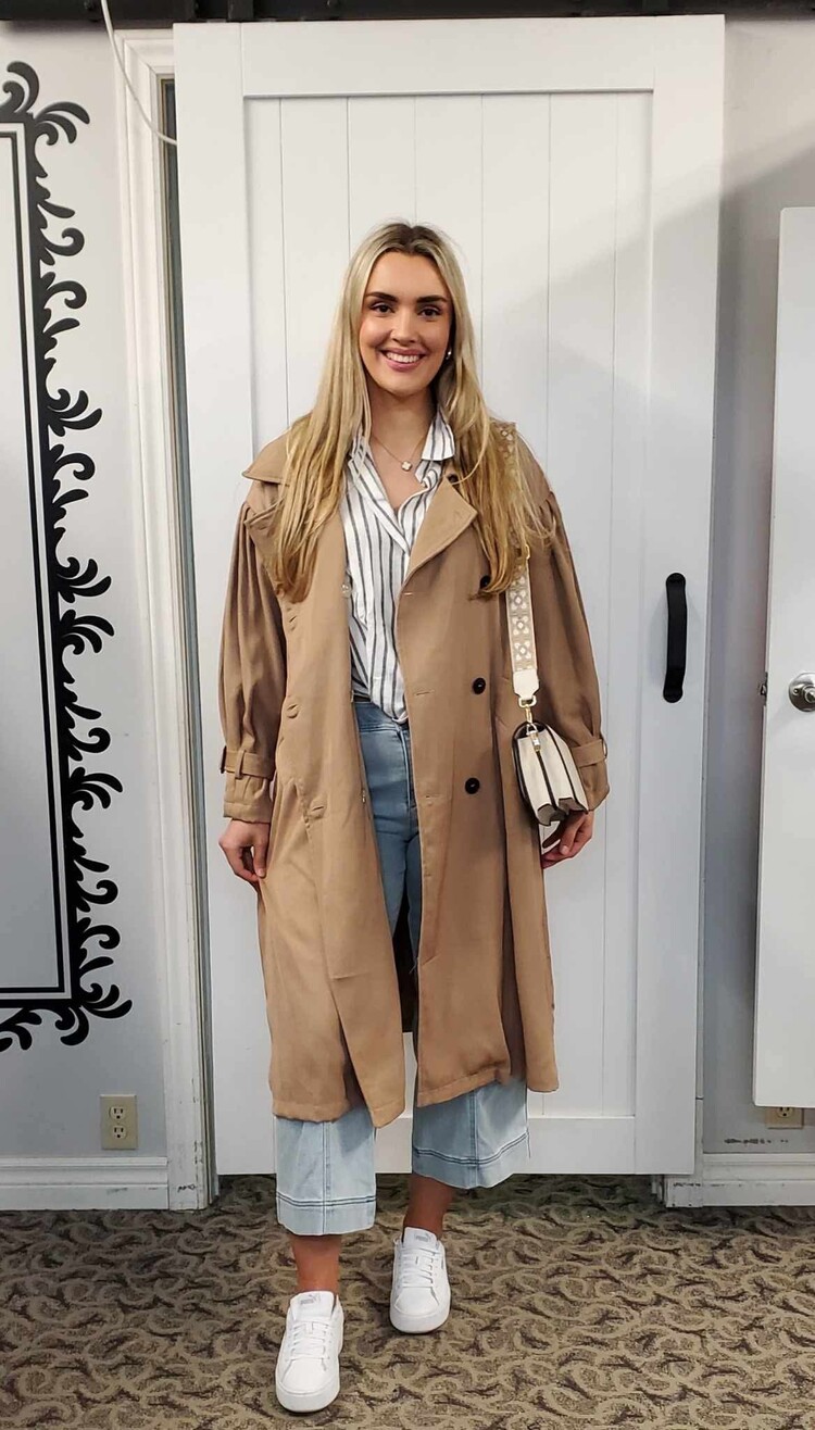 Button Up Trench Coat W/ Waistband HY255