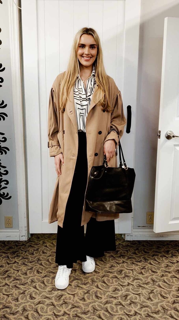 Button Up Trench Coat W/ Waistband HY255