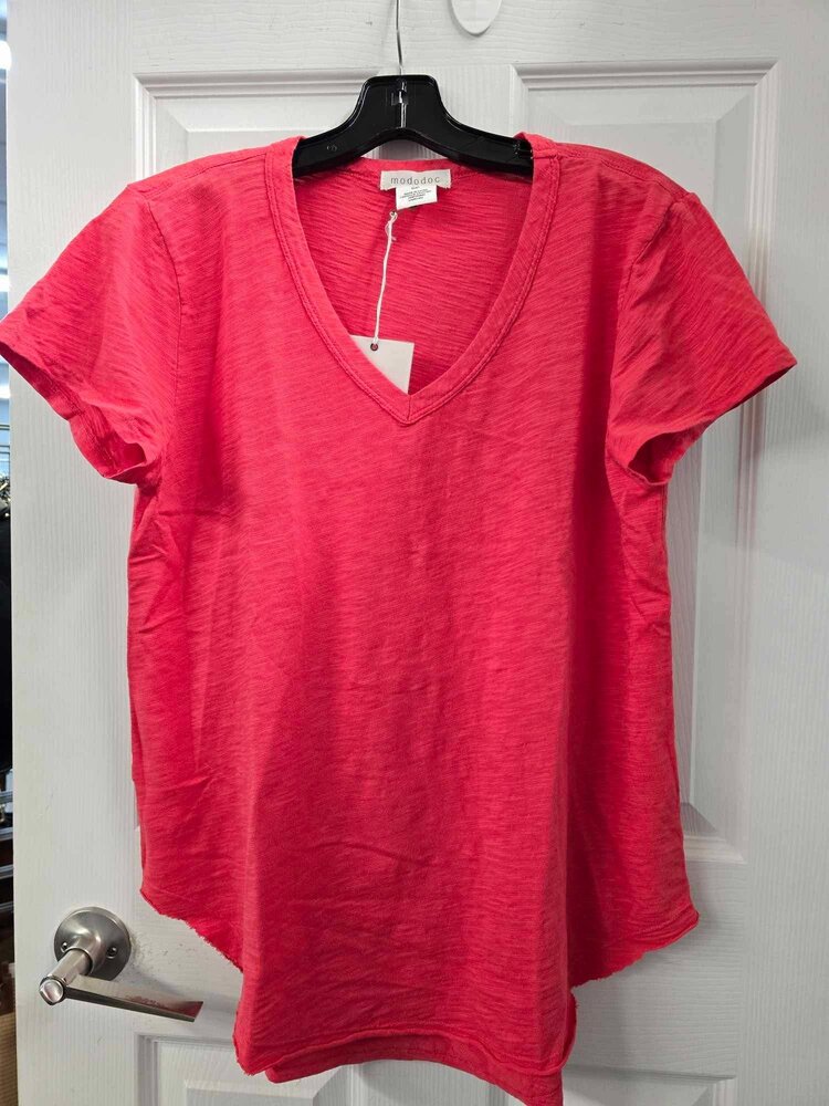 Mododoc Mododoc v-neck tee w. Curve hem 41E-95743