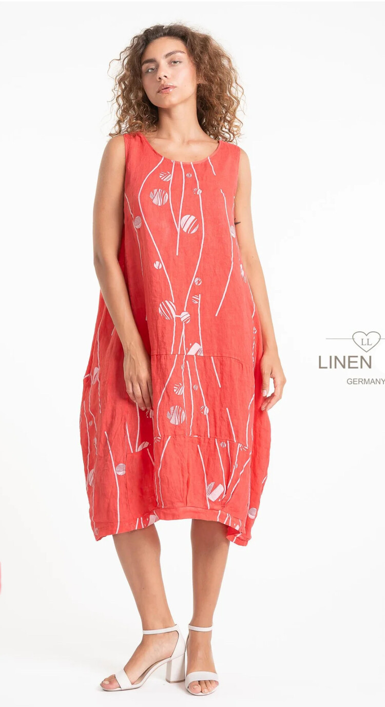 Linen Luv French Linen Balloon Dress W/ Pockets TP1558P