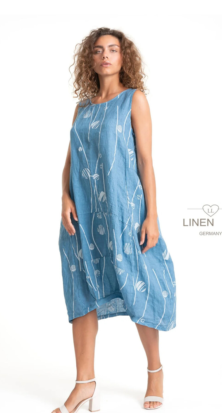 Linen Luv French Linen Balloon Dress W/ Pockets TP1558P