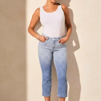 Tribal Tribal Audrey Dip Dye Straight Crop Jeans 5802O