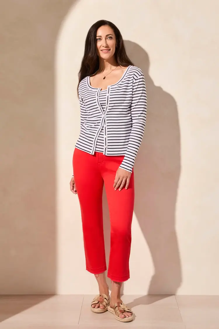 Tribal Tribal Wear 2 Ways Crew Neck W/ Button Detail 5817O