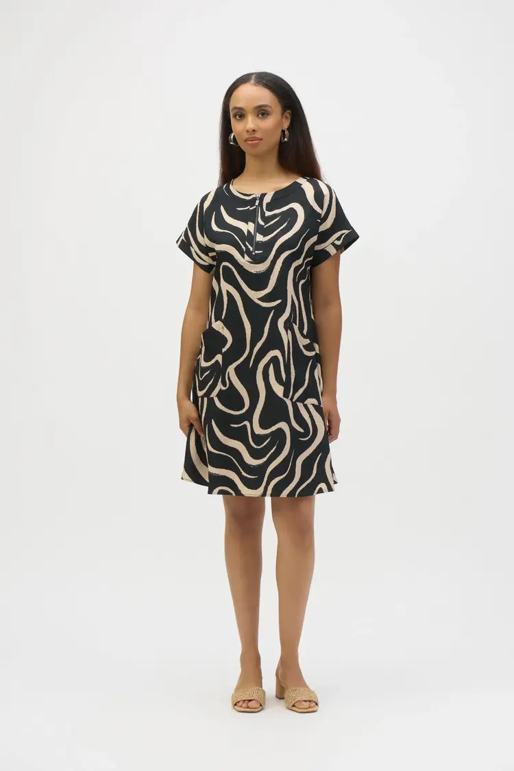Joseph Ribkoff Joseph Ribkoff 252205 Seersucker Abstract Print A-Line Dress