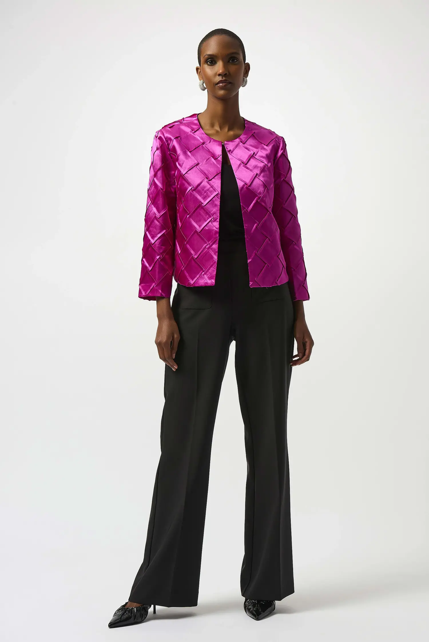Joseph Ribkoff Textured Satin Collarless Jacket 253997 - Main