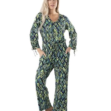 Pure Essence Pure Essence V Neck  3/4 Sleeve Top W/ Drawstring Detail 597-4578