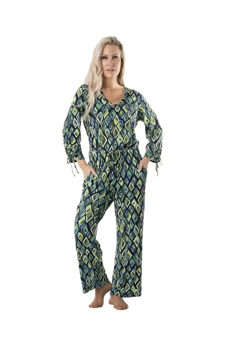 Pure Essence Pure Essence V Neck  3/4 Sleeve Top W/ Drawstring Detail 597-4578