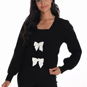 Frank Lyman Frank Lyman Knit Cardigan W/ Button Up Bow Detail 246224U