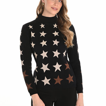 Frank Lyman Frank Lyman Knit Mock Neck Sweater W/ Star Print 253853