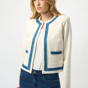 Joseph Ribkoff Joseph Ribkoff 253108 Bouclé Straight Jacket w/ Denim Trim