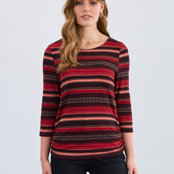 French Dressing Jeans French Dressing Ruched Side Round Neck 3/4 Sleeve Top 3245109