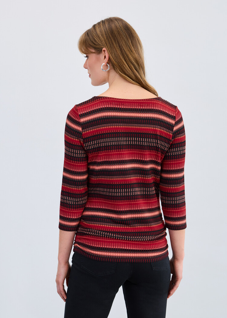 French Dressing Jeans French Dressing Ruched Side Round Neck 3/4 Sleeve Top 3245109