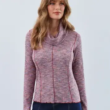 French Dressing Jeans FDJ Long Sleeve Cowl Neck Top 3996553