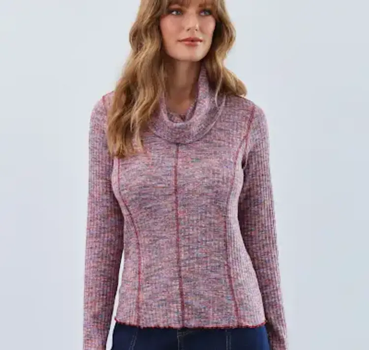 French Dressing Jeans FDJ Long Sleeve Cowl Neck Top 3996553