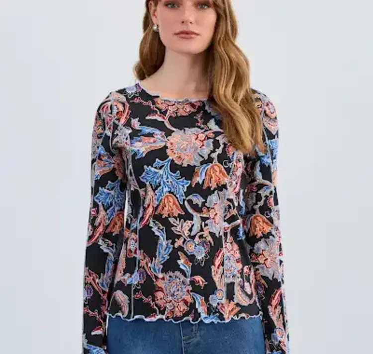 French Dressing Jeans FDJ Long Sleeve Boat Neck Top 3285161