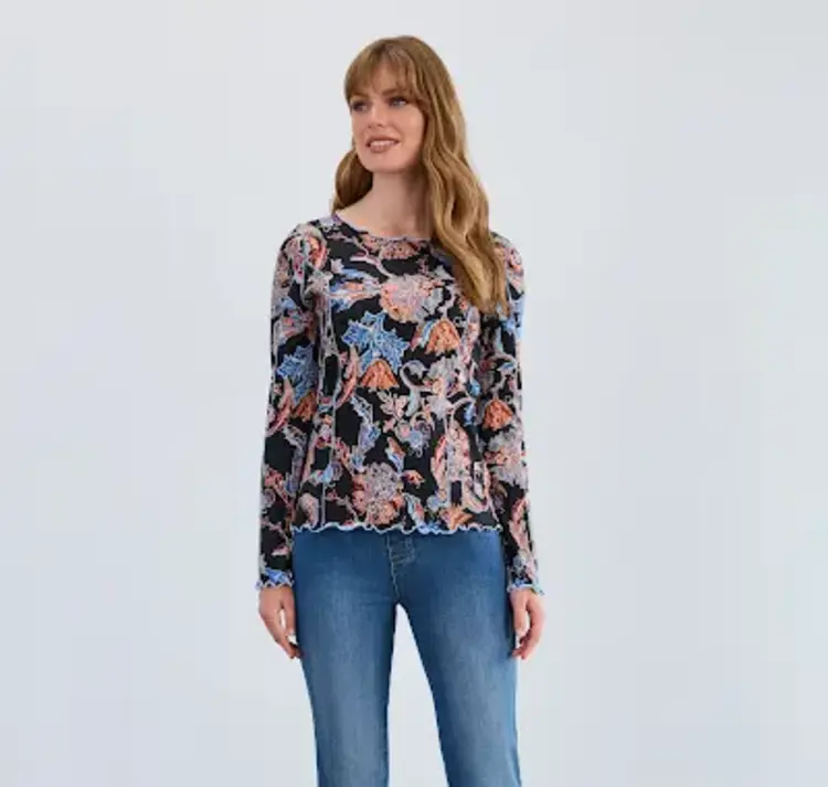 French Dressing Jeans FDJ Long Sleeve Boat Neck Top 3285161