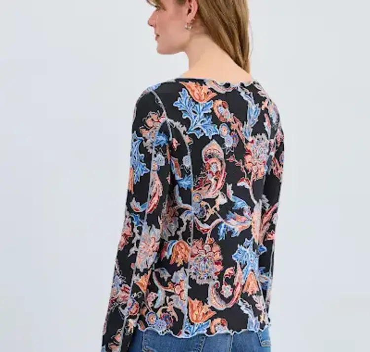 French Dressing Jeans FDJ Long Sleeve Boat Neck Top 3285161