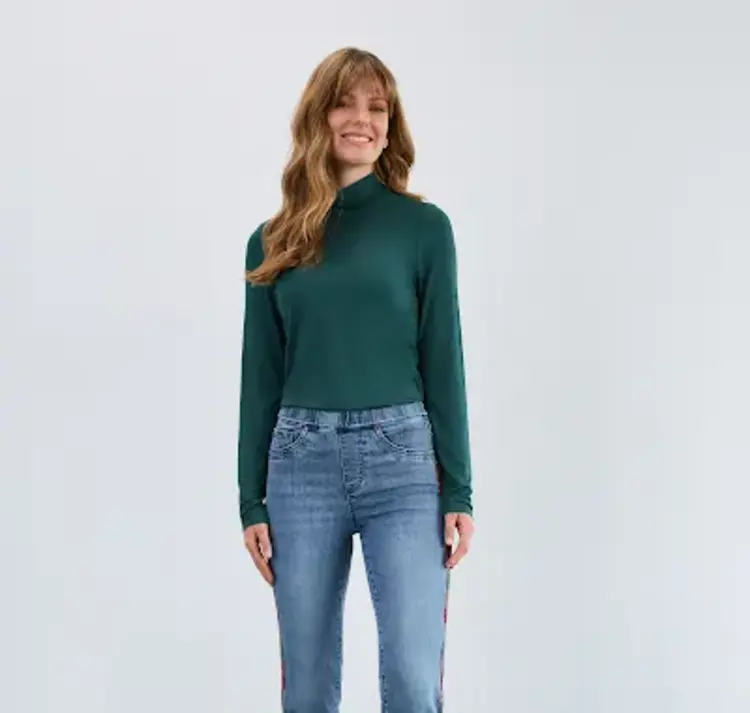 French Dressing Jeans FDJ Long Sleeve Mock Neck Top 3056756