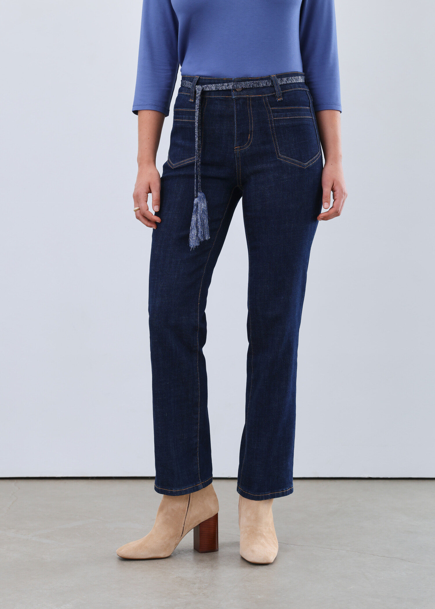 french dressing blue jeans Pull-On Straight Leg Denim in Light Denim main image 0