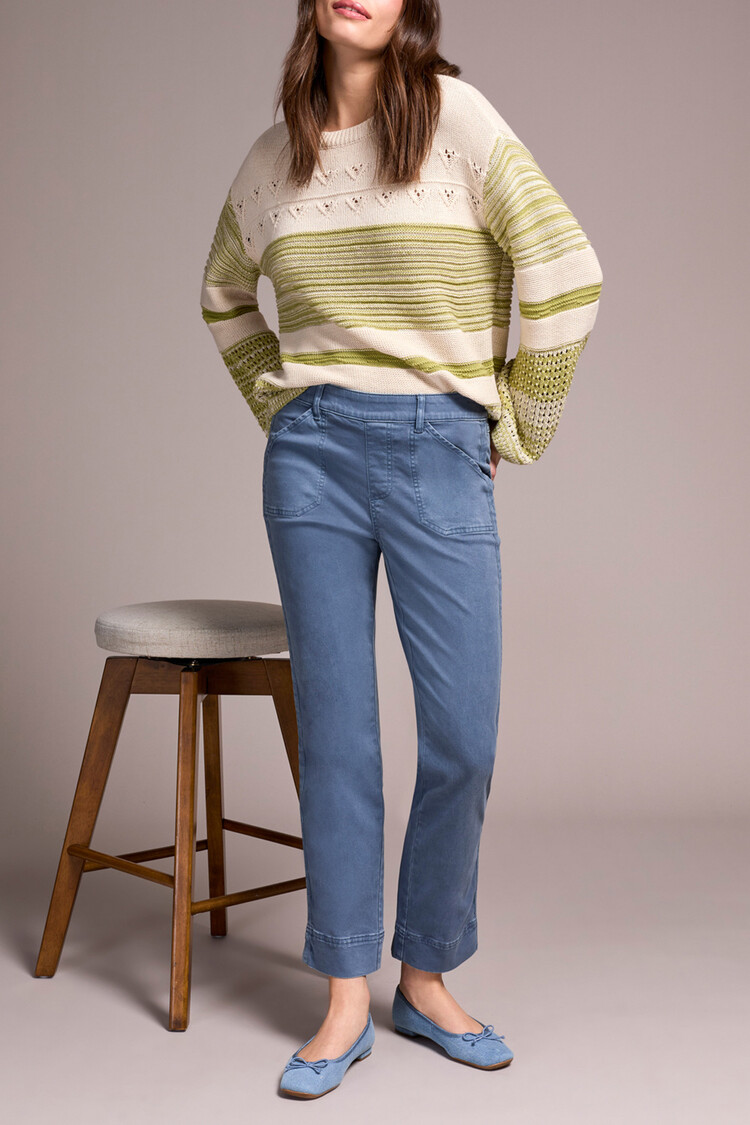 Tribal Tribal Pull On Ankle Pant W/Side Leg Tape DTL 2305O