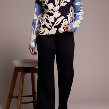 Tribal Tribal 1542O Double Knit Funnel Neck Sweater