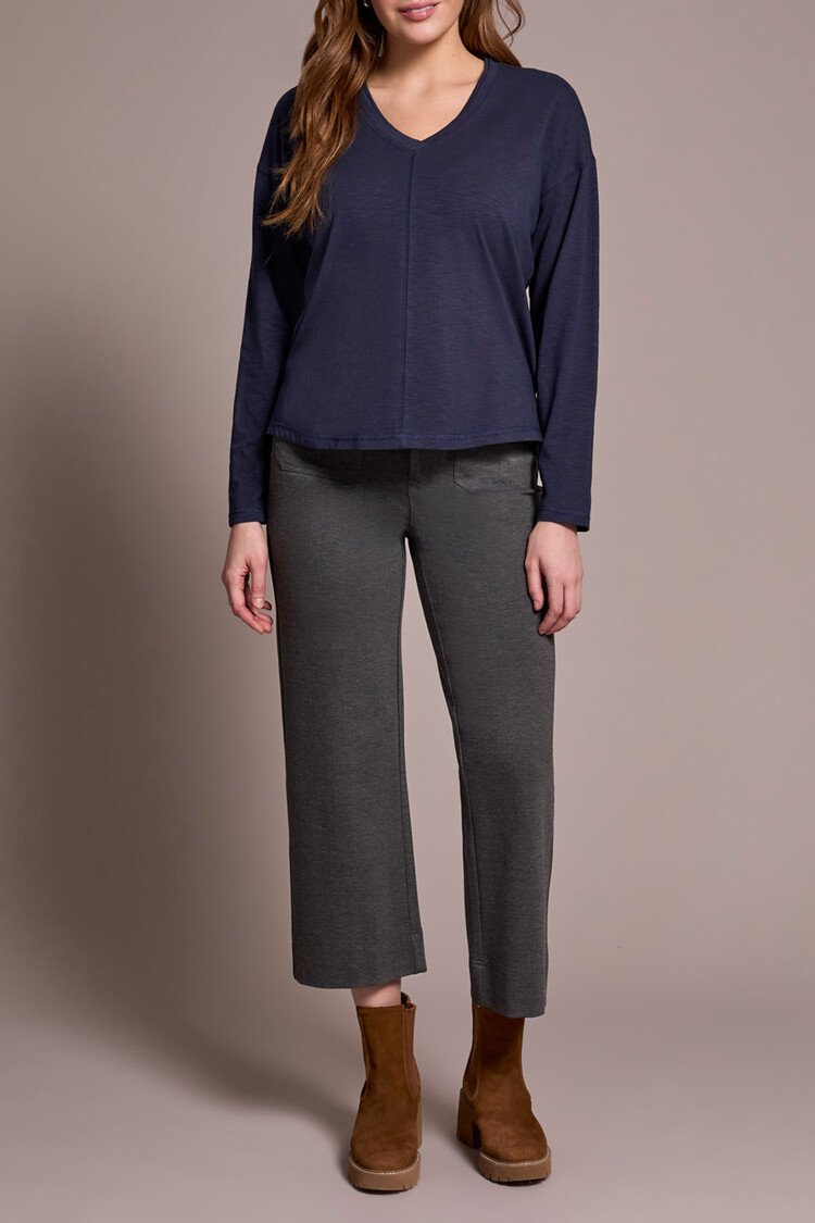 Tribal Tribal L/S V Neck Top W/Flatlock 2282O