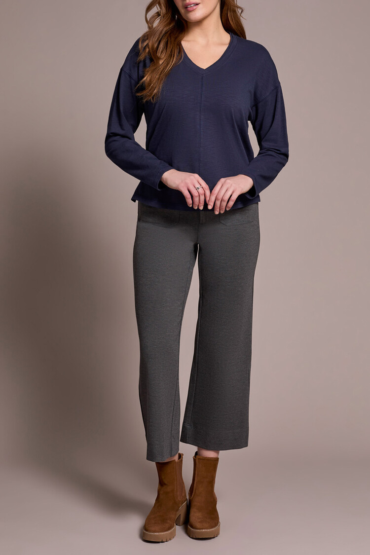 Tribal Tribal L/S V Neck Top W/Flatlock 2282O