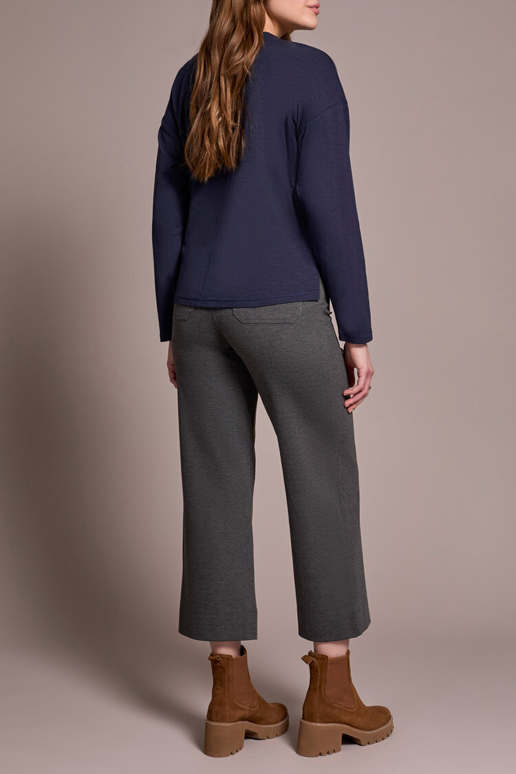 Tribal Tribal L/S V Neck Top W/Flatlock 2282O