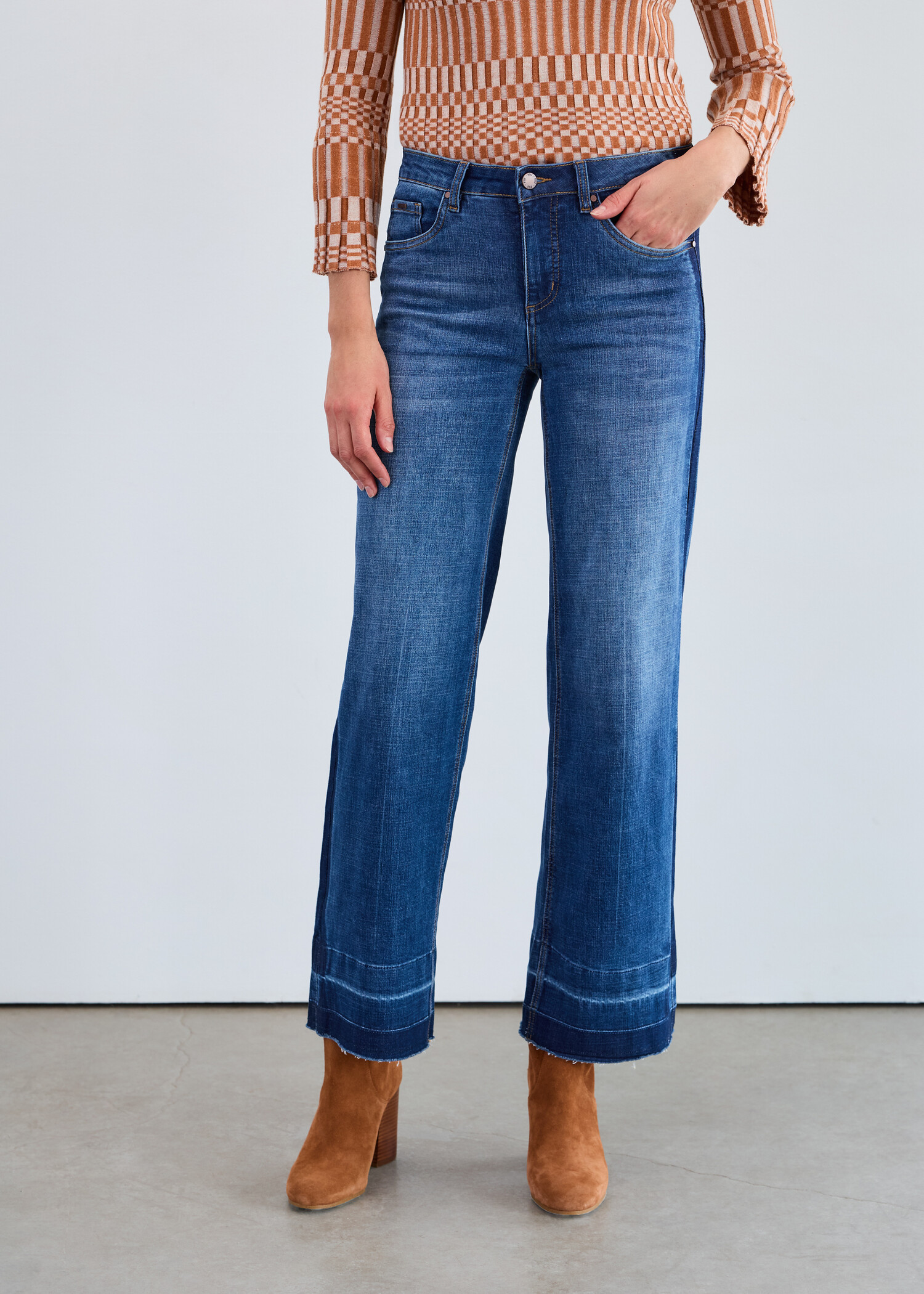 french dressing blue jeans Piera Pull-On Straight Leg Denim, Dark Vintage