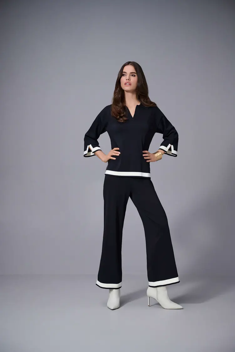 Joseph Ribkoff Joseph Ribkoff Sweater Knit Colour Block Culotte Pants 253910