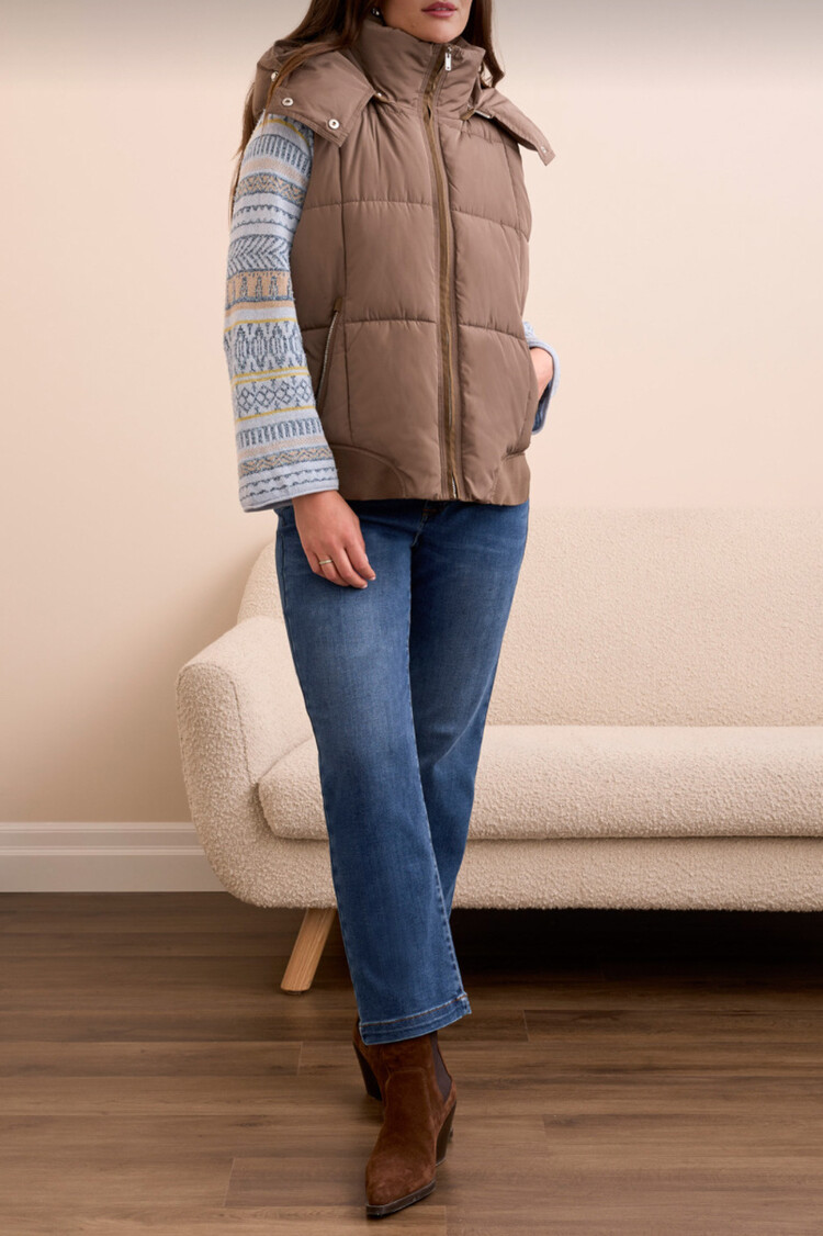 Tribal Tribal Quilted Vest with Removeable Hood 2247O