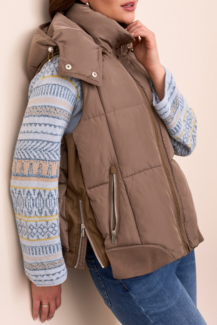 Tribal Tribal Quilted Vest with Removeable Hood 2247O