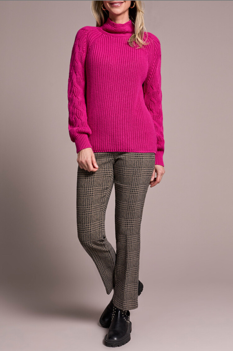 Tribal Tribal Long Sleeve Cable Mock Neck Sweater 2256O