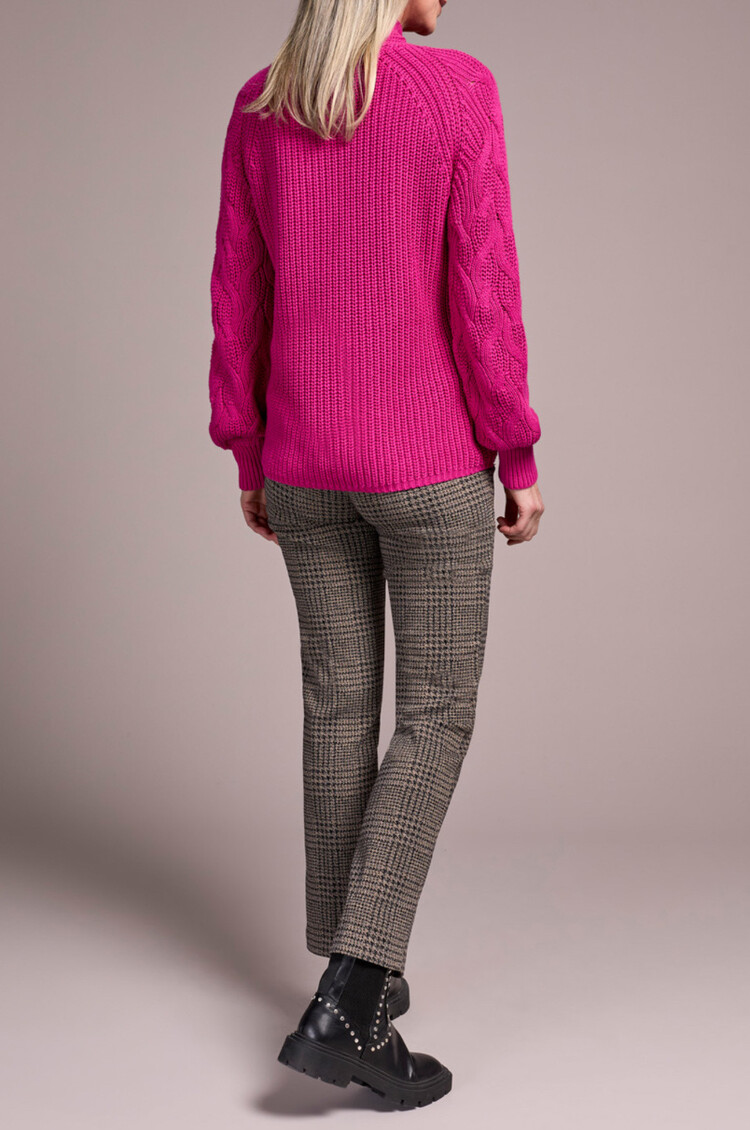 Tribal Tribal Long Sleeve Cable Mock Neck Sweater 2256O