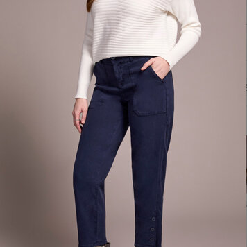 Tribal Tribal Front Fly Ankle Pant with Button 2323O