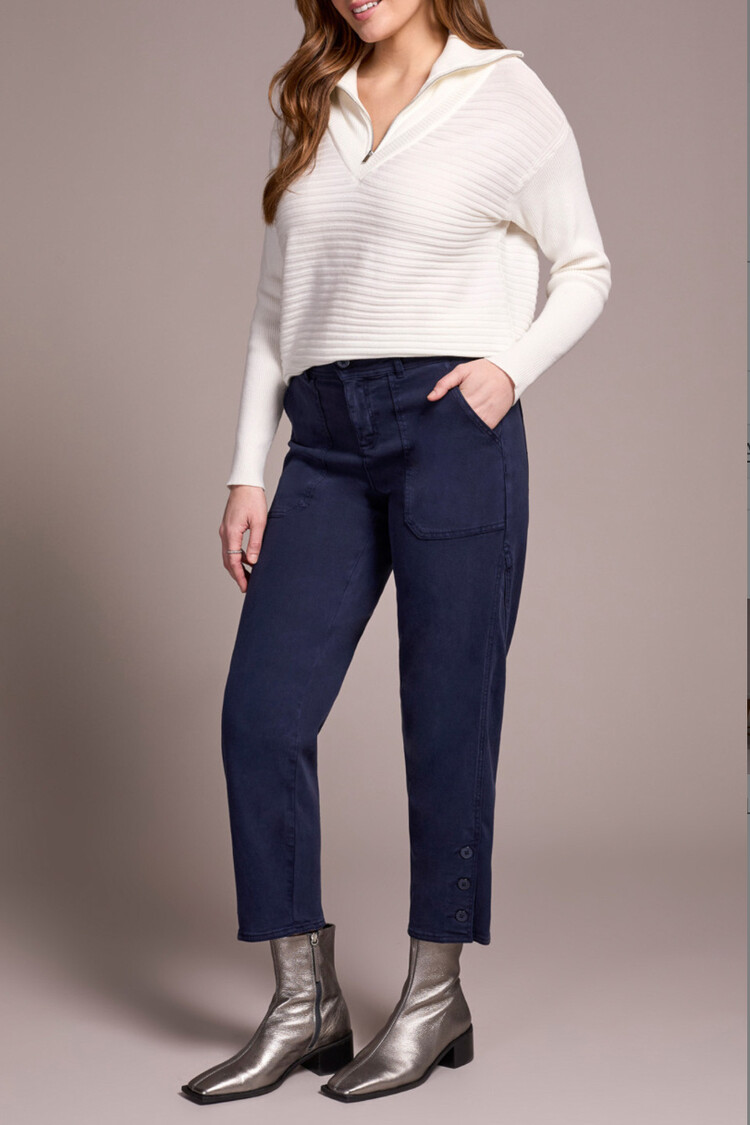 Tribal Tribal Front Fly Ankle Pant with Button 2323O