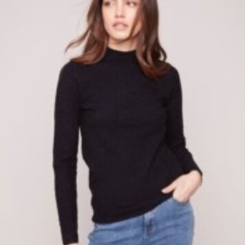 Charlie B Charlie B Long Sleeve Textured Mock Neck Sweater C2861