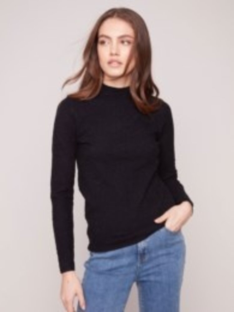 Charlie B Charlie B Long Sleeve Textured Mock Neck Sweater C2861