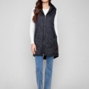 Charlie B Charlie B Pearlized Puffer Long Vest C6365