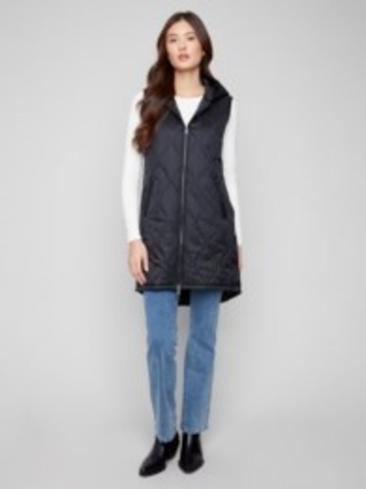 Charlie B Charlie B Pearlized Puffer Long Vest C6365