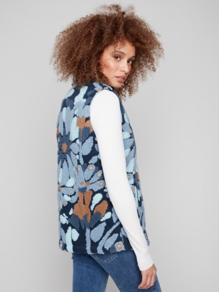 Charlie B Charlie B Sherpa Flocked Fleece Vest Jacket C6397