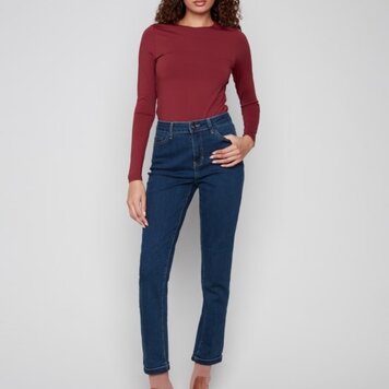 Charlie B Charlie B Cuffed Hem Slim 5 Pocket Stretch Denim Pants C5309Y