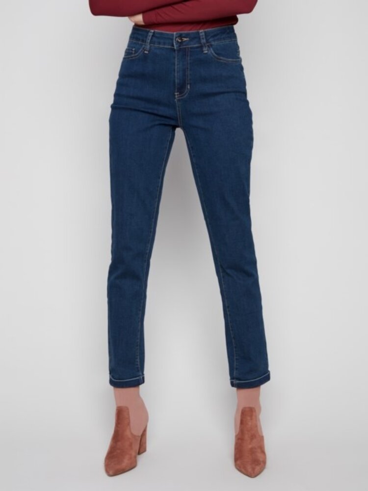 Charlie B Charlie B Cuffed Hem Slim 5 Pocket Stretch Denim Pants C5309Y