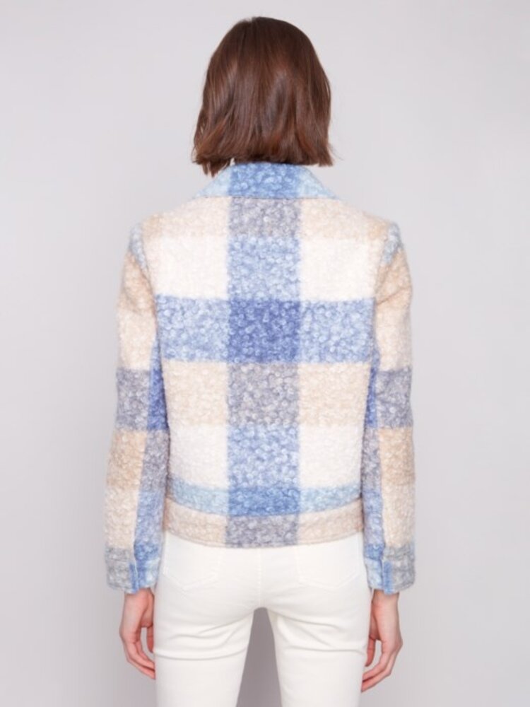Charlie B Charlie B Plaid Boucle Knit Short Coat C6334R