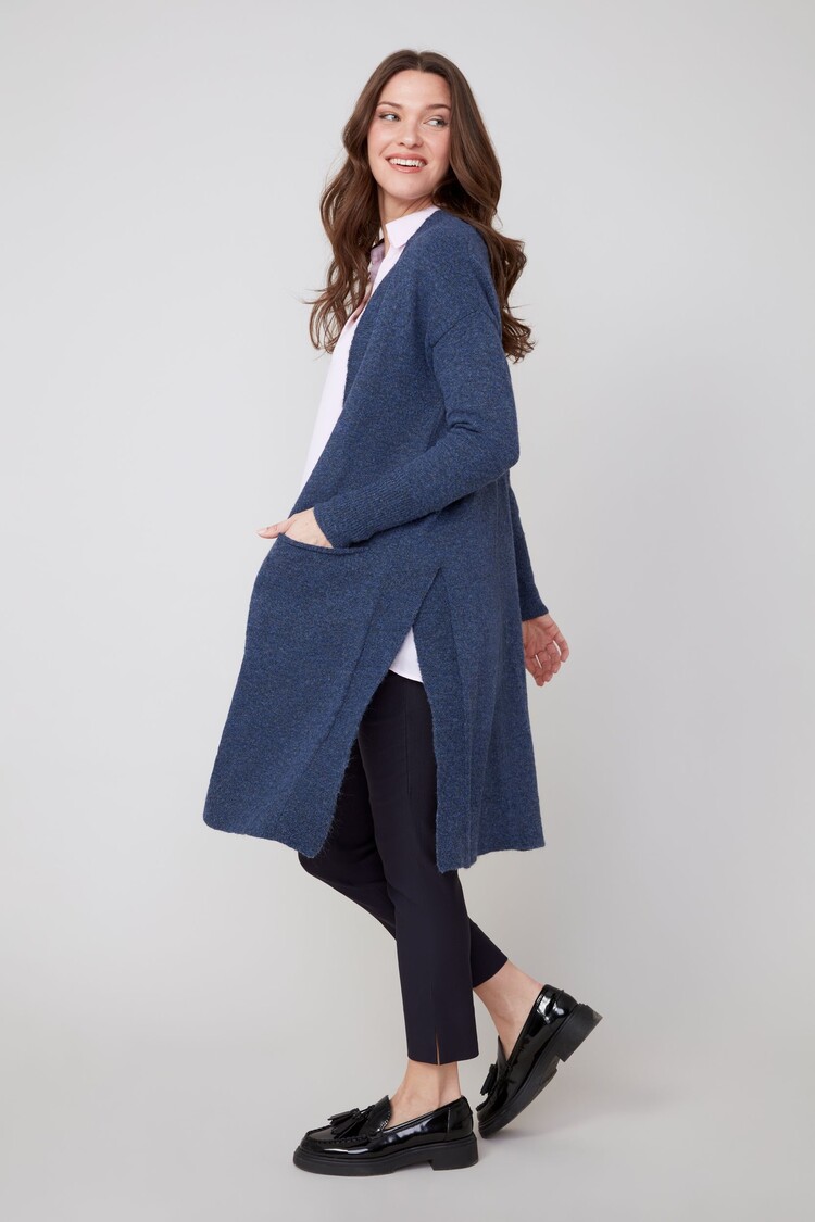 Renuar Renuar Long Knit Open Front Cardigan W/ Pockets R6903