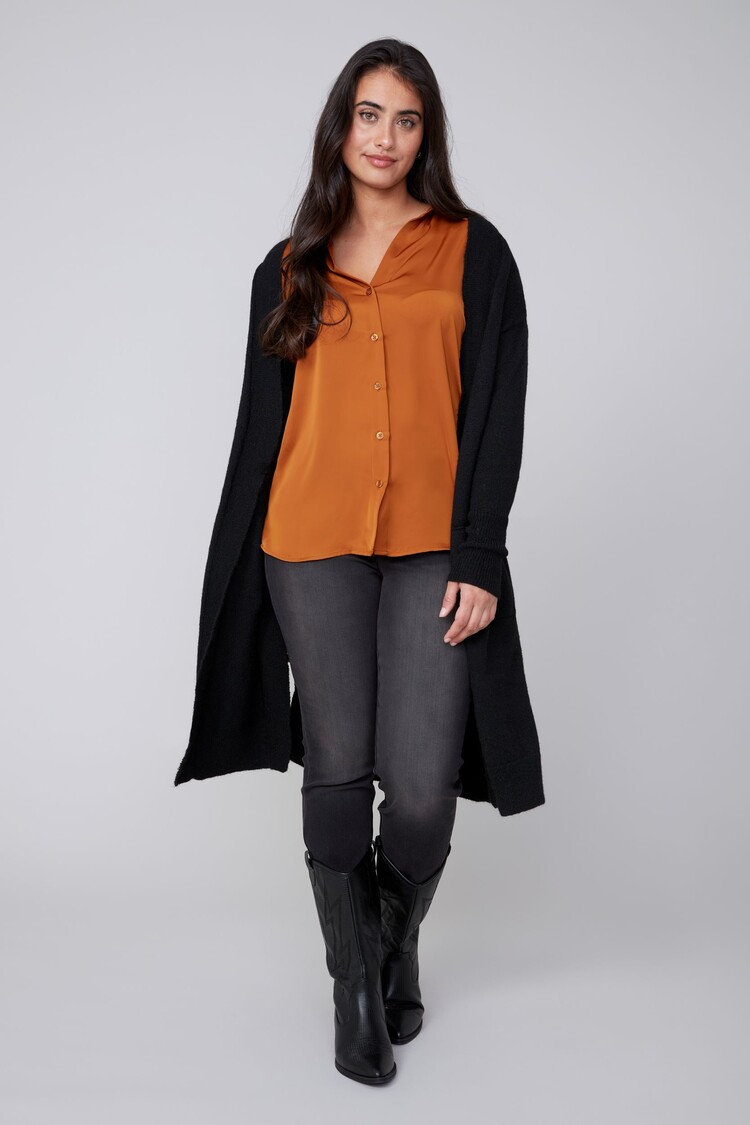 Renuar Renuar Long Knit Open Front Cardigan W/ Pockets R6903