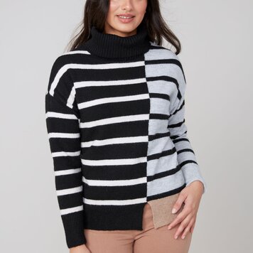 Renuar Renuar Striped Colourblock Turtle Neck Knit Sweater R6945
