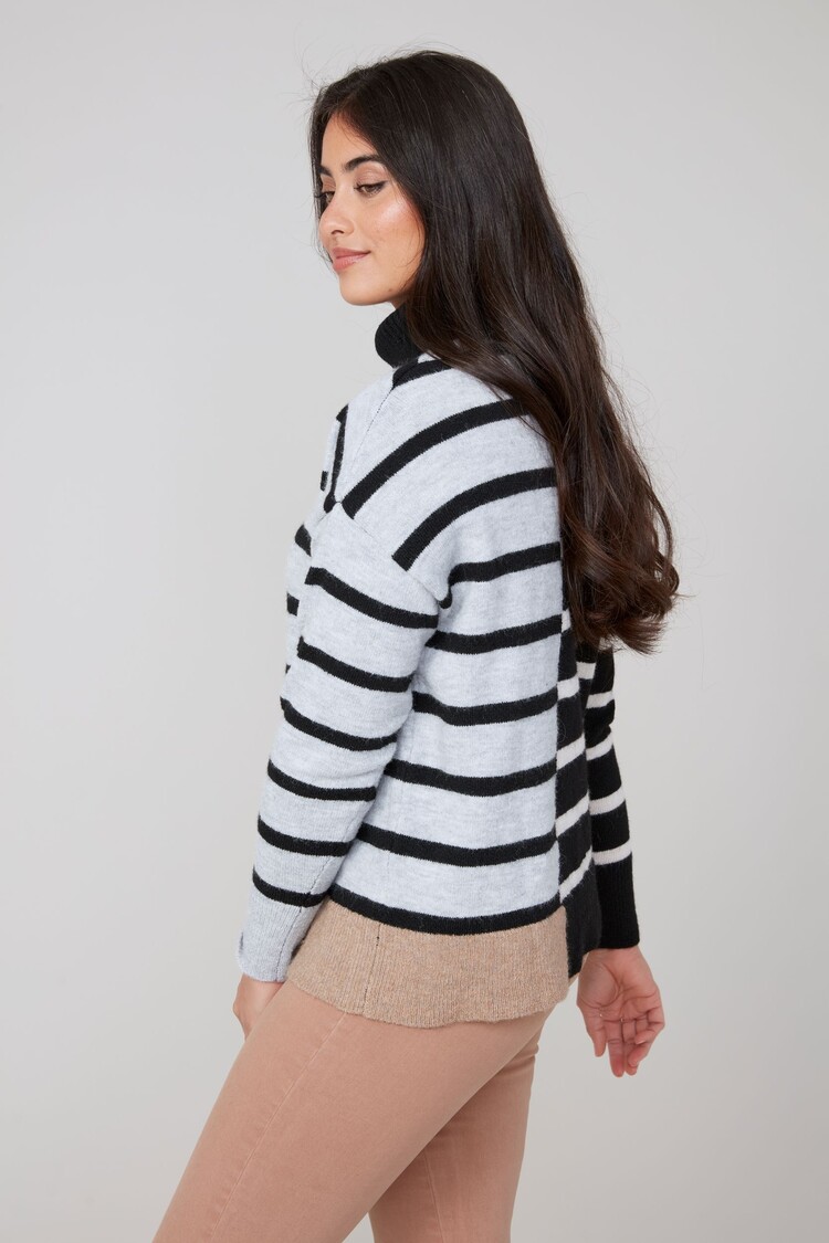 Renuar Renuar Striped Colourblock Turtle Neck Knit Sweater R6945