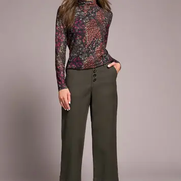 Tribal Tribal Sophia Curvy Button Fly Wide Crop Jeans 5896O